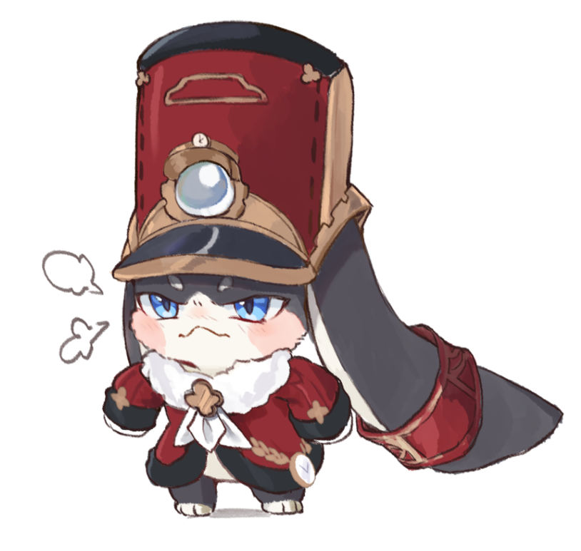 1other, ascot, blue_eyes, blush, blush_stickers, closed_mouth, commentary_request, ddugi0506