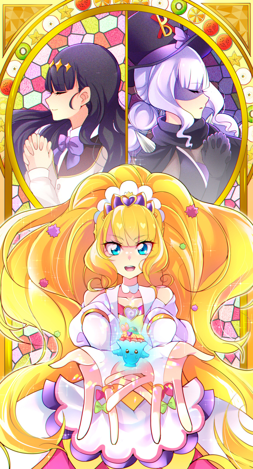 1girl, absurdres, apron, big_hair, black_cape, black_gloves, black_hair, black_sailor_collar