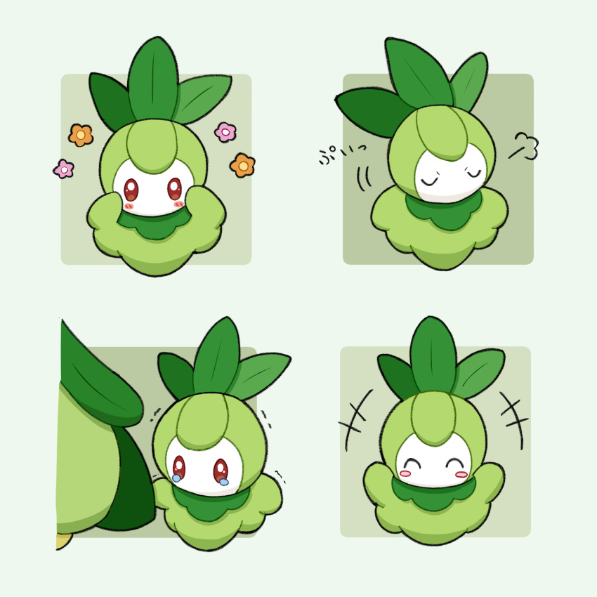 +++, =3, blush_stickers, bright_pupils, brown_eyes, closed_eyes, commentary_request, facing_viewer