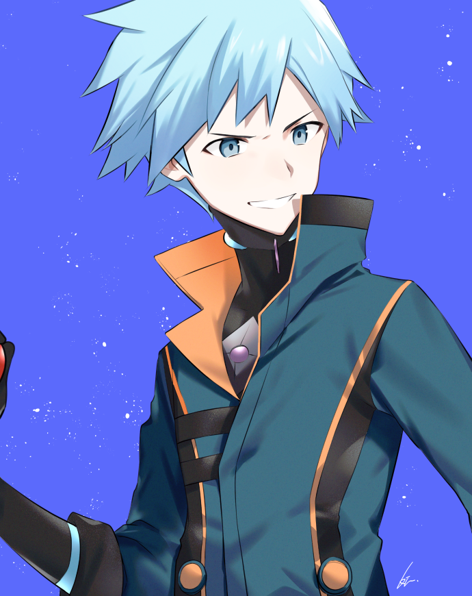 1boy, aqua_hair, black_gloves, black_shirt, coat, commentary_request, gloves, green_coat