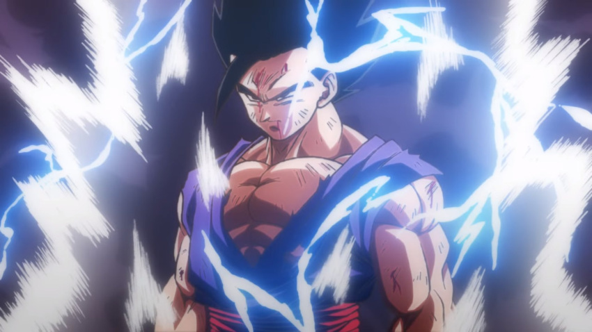 1boy, aura, blood, blood_on_face, dragon_ball, dragon_ball_super, dragon_ball_super_super_hero, highres