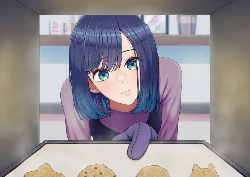 1girl, absurdres, amainukikenma20, black_vest, blue_eyes, blue_hair, closed_mouth, commentary_request