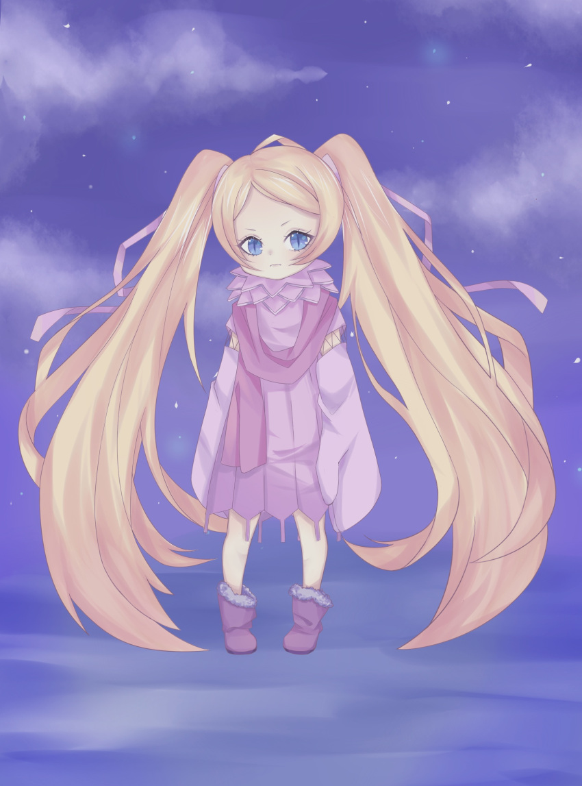 blue_eyes, dress, fanart, female, looking_at_viewer, niche_(tegami_bachi), standing, tagme