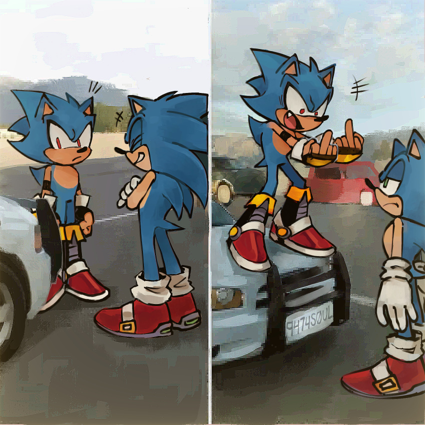 2boys, 9474s0ul, alternate_universe, animal_ears, animal_nose, car, closed_eyes, closed_mouth