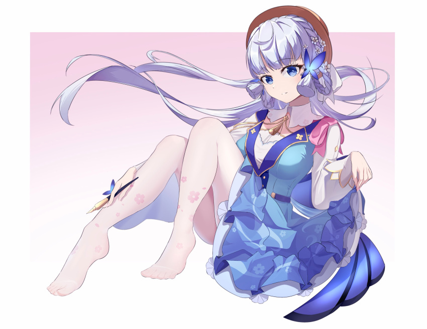 1girl, absurdres, blue_dress, blue_eyes, blue_hair, blue_skirt, dowal, dress