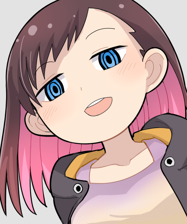 1girl, black_jacket, blue_eyes, blush, boku_no_kokoro_no_yabai_yatsu, brown_hair, colored_inner_hair, commentary_request