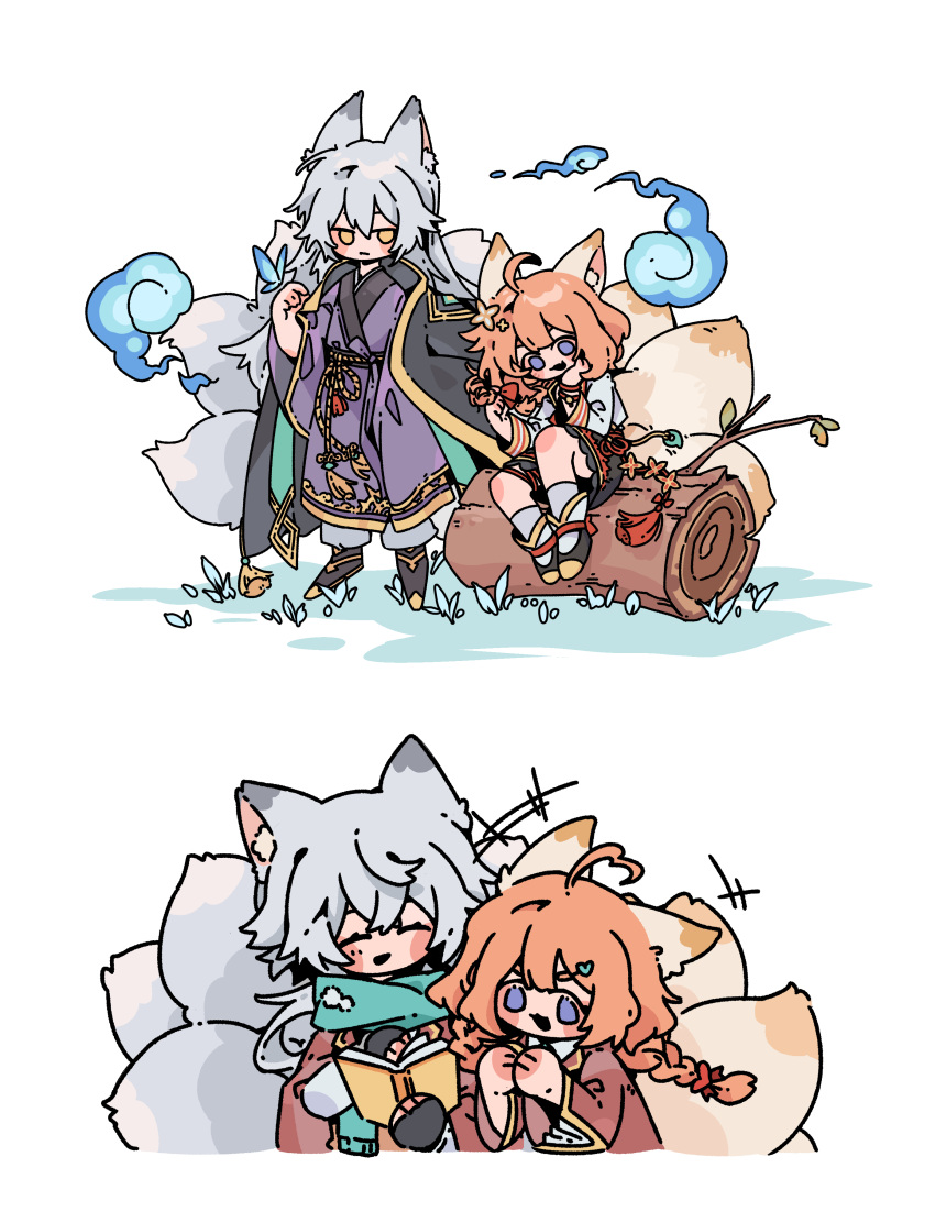 absurdres, bug, butterfly, eight-tailed_fox_nari, guardian_tales, highres, nine_tailed_fox_garam, user_fgjn8777