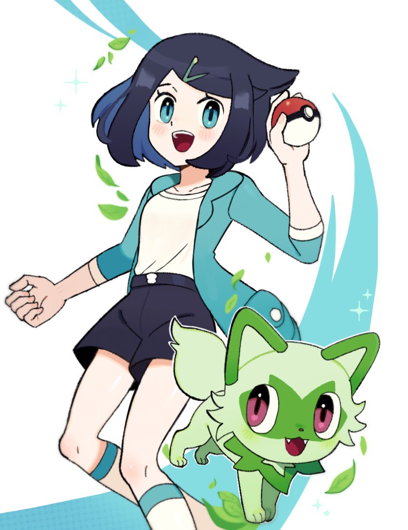 1girl, :d, black_hair, black_shorts, chirosamu, coat, commentary_request, eyelashes