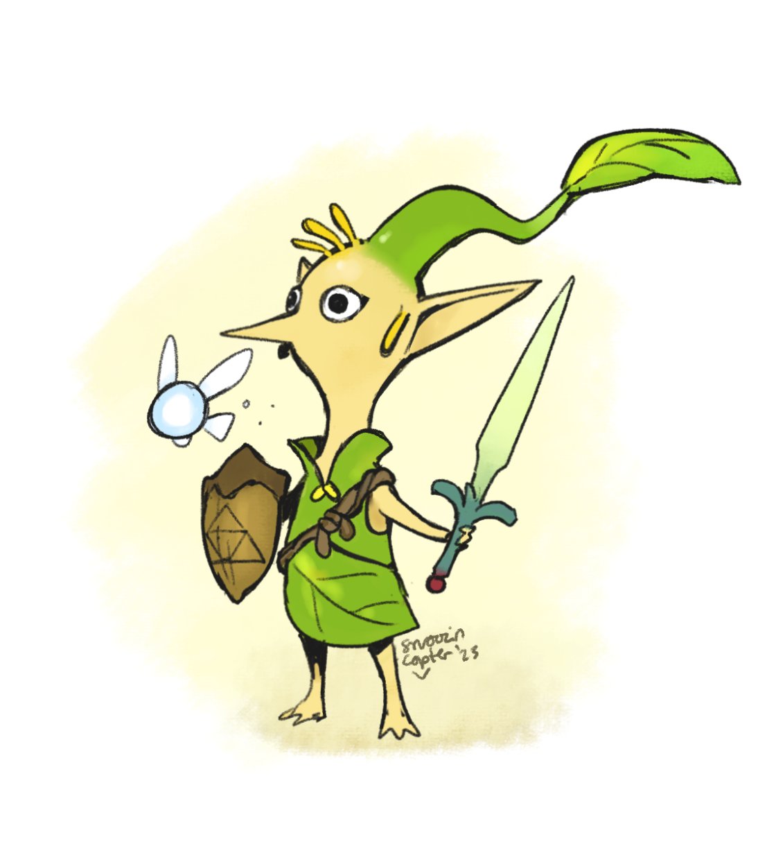1boy, bare_shoulders, full_body, green_headwear, highres, holding, holding_shield, holding_sword