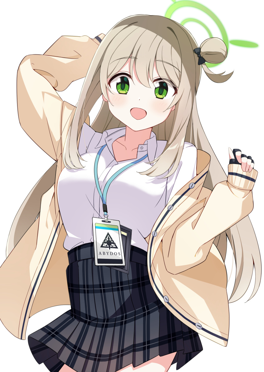 1girl, absurdres, azunyan, blue_archive, green_eyes, green_hair, halo, highres