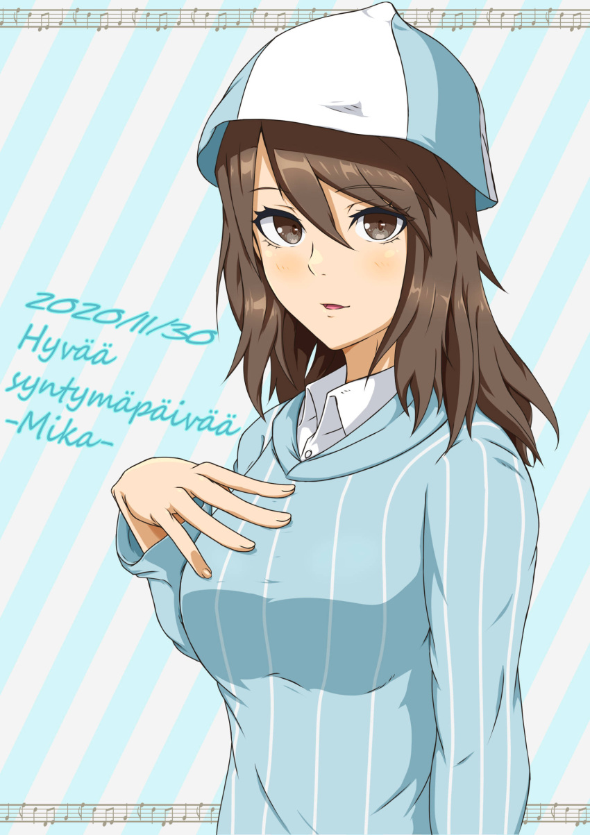 1girl, absurdres, ada_badguy, blush, breasts, brown_eyes, brown_hair, character_name