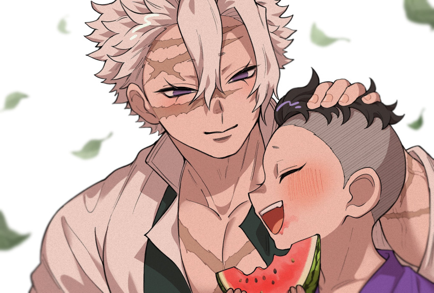 2boys, affectionate, aged_down, black_hair, brothers, child, closed_eyes, commentary_request