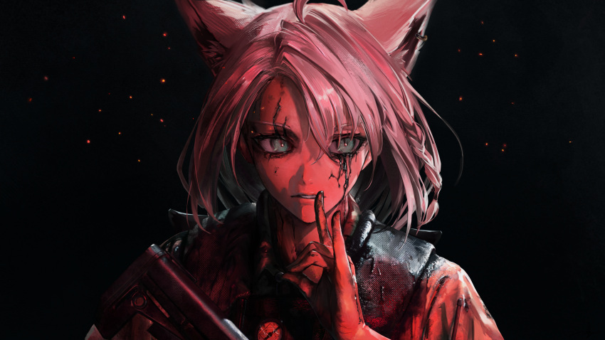 1girl, absurdres, ahoge, alternate_costume, animal_ear_fluff, animal_ears, cliff_unger, death_stranding