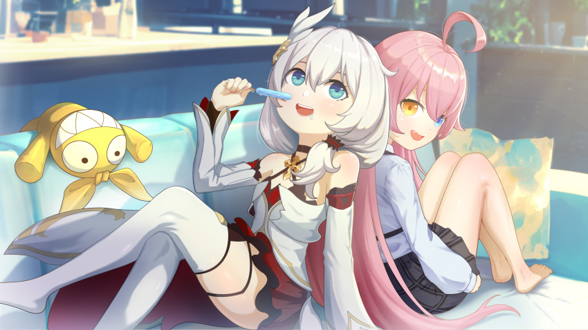 absurdres, couch, highres, hoshino_(blue_archive), non-web_source, songjo, theresa_apocalypse