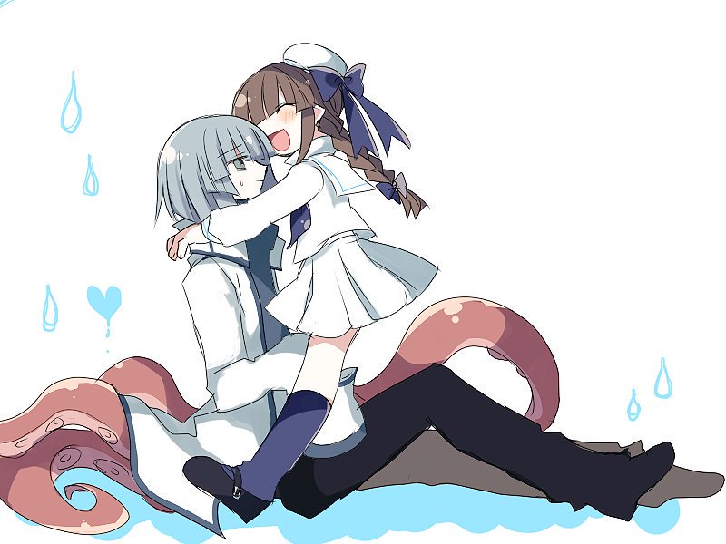 1boy, 1girl, black_footwear, black_pants, blush, brown_hair, closed_eyes, facing_to_the_side