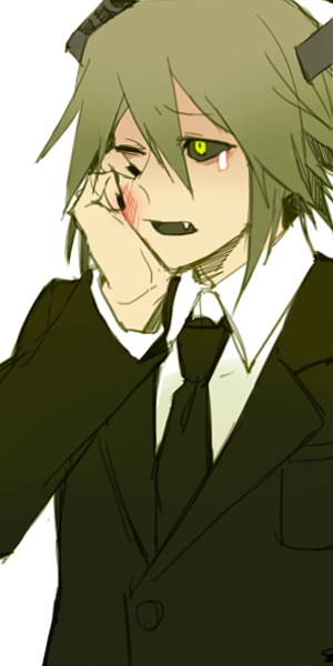 1boy, black_nails, black_necktie, black_suit, collared_shirt, crying, crying_with_eyes_open, facing_to_the_side
