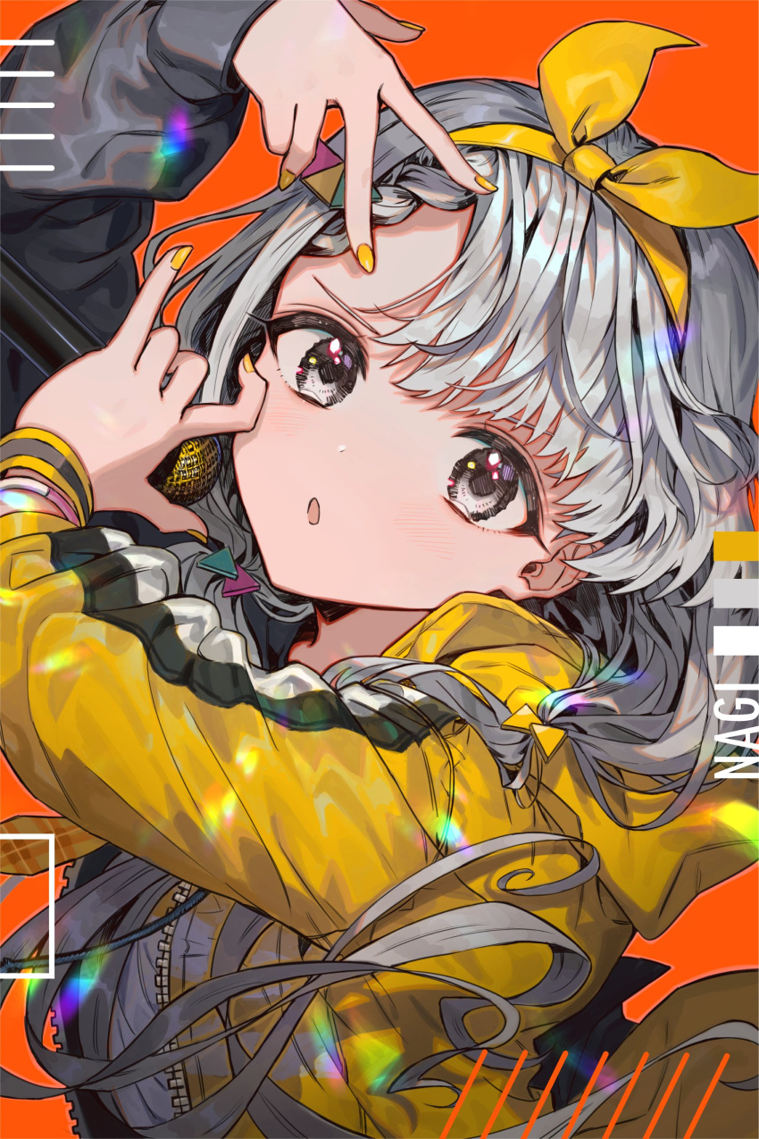 absurdres, bow, bow_hairband, braid, braided_bangs, commentary_request, fujishiro74, grey_hair