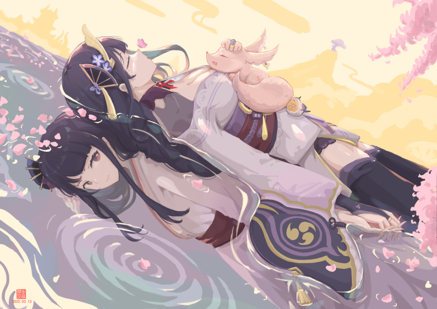 2girls, absurdres, animalization, back-to-back, bird, black_hair, blunt_bangs, blurry