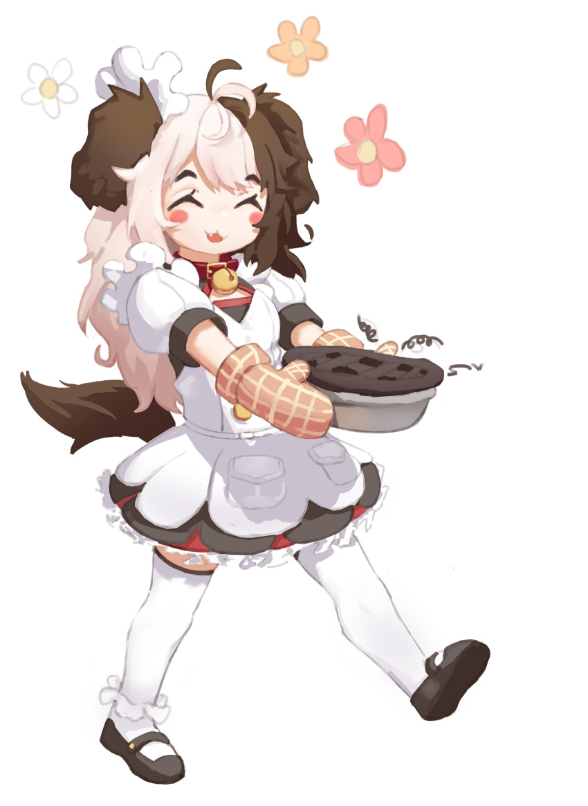1girl, aged_down, animal_ears, antenna_hair, bell, black_footwear, blush, breasts
