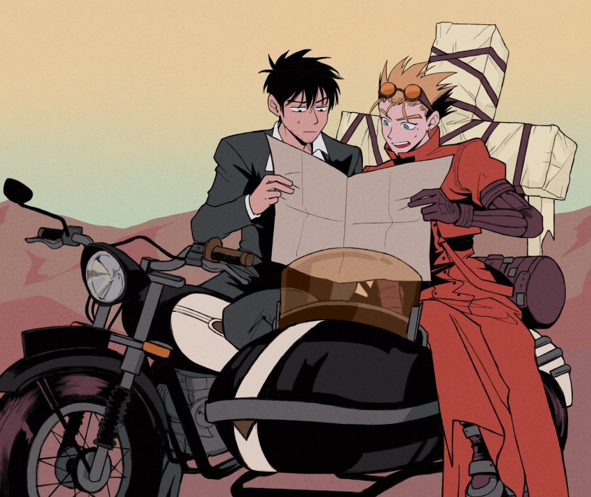 2boys, black_hair, blonde_hair, blue_eyes, coat, cross, florbetriz, formal