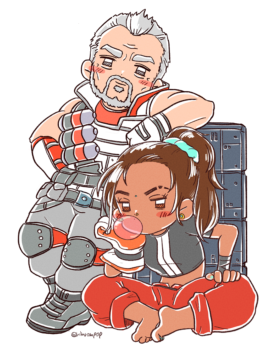apex_legends, arm_wrap, armor, bandaged_arm, bandages, barefoot, beard, blush_stickers