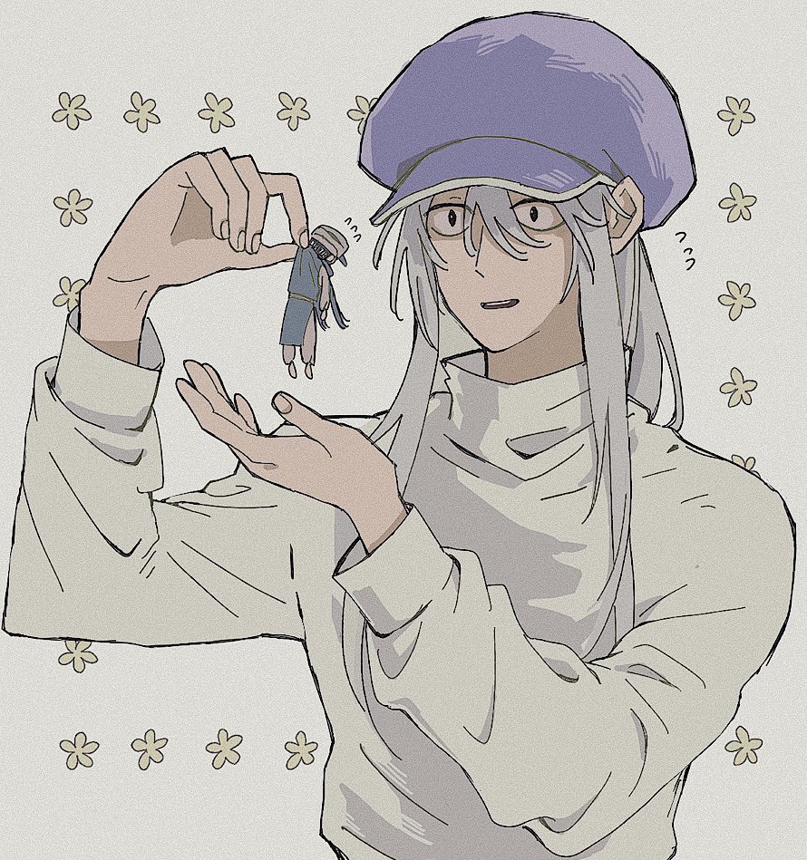 1boy, 1other, androgynous, blue_scarf, ging_freecss, hair_between_eyes, hat, hunter_x_hunter