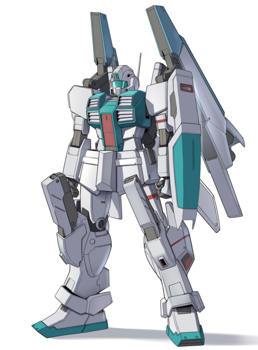 arm_shield, arms_at_sides, assault_visor, clenched_hands, commentary, gm_iii, gundam, gundam_zz