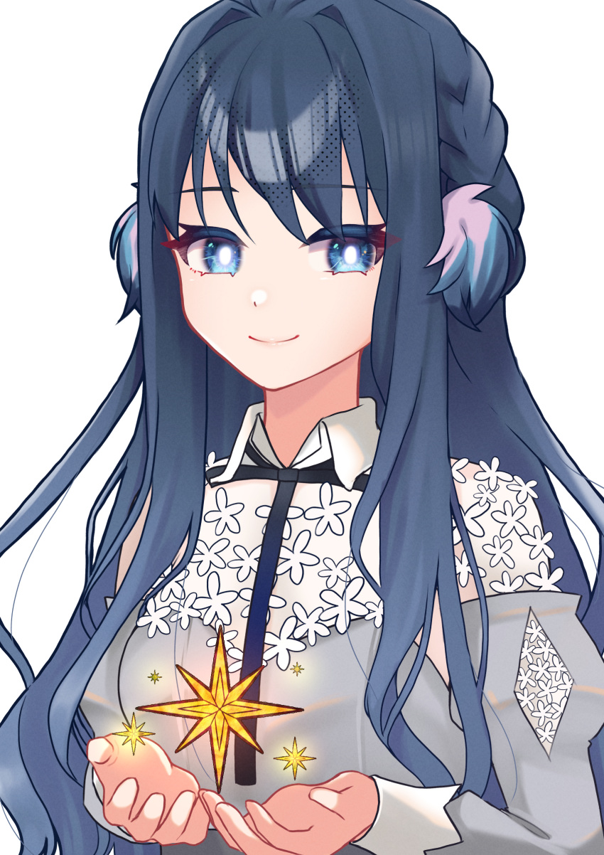 1girl, absurdres, arknights, astesia_(arknights), blue_eyes, blue_hair, braid, breasts