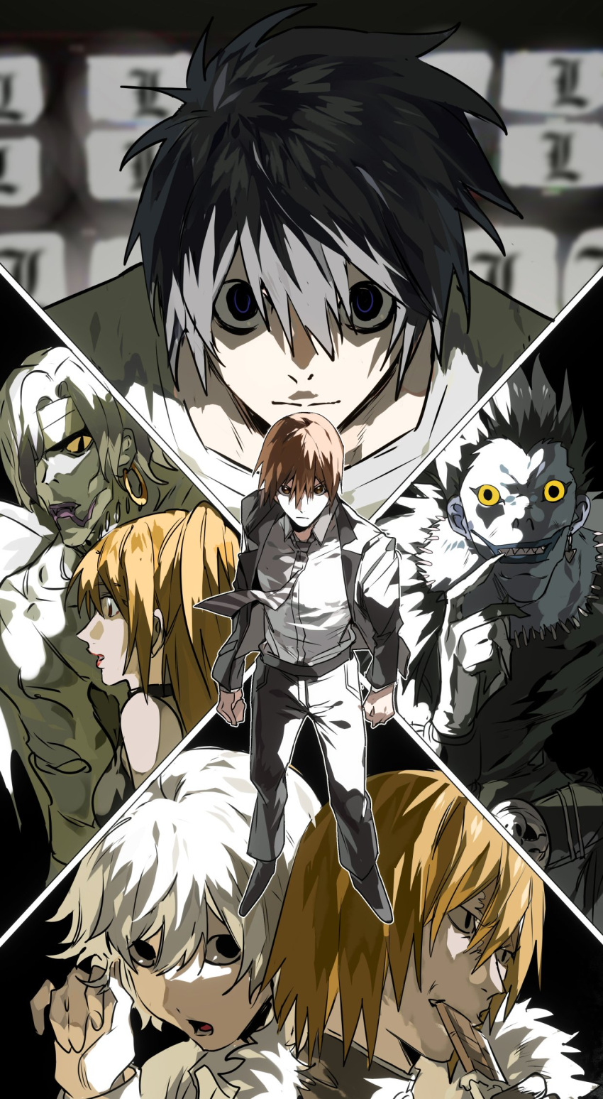 amane_misa, black_hair, blonde_hair, blue_eyes, brown_hair, chocolate, choker, death_note