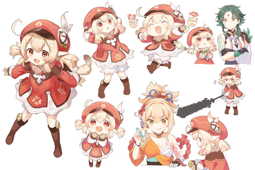 1boy, 2girls, :d, :q, ^_^, absurdres, arm_tattoo, armor