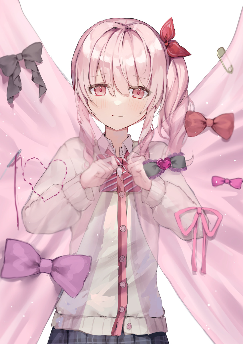 1other, absurdres, akiyama_mizuki, androgynous, bow, bowtie, buttons, cardigan