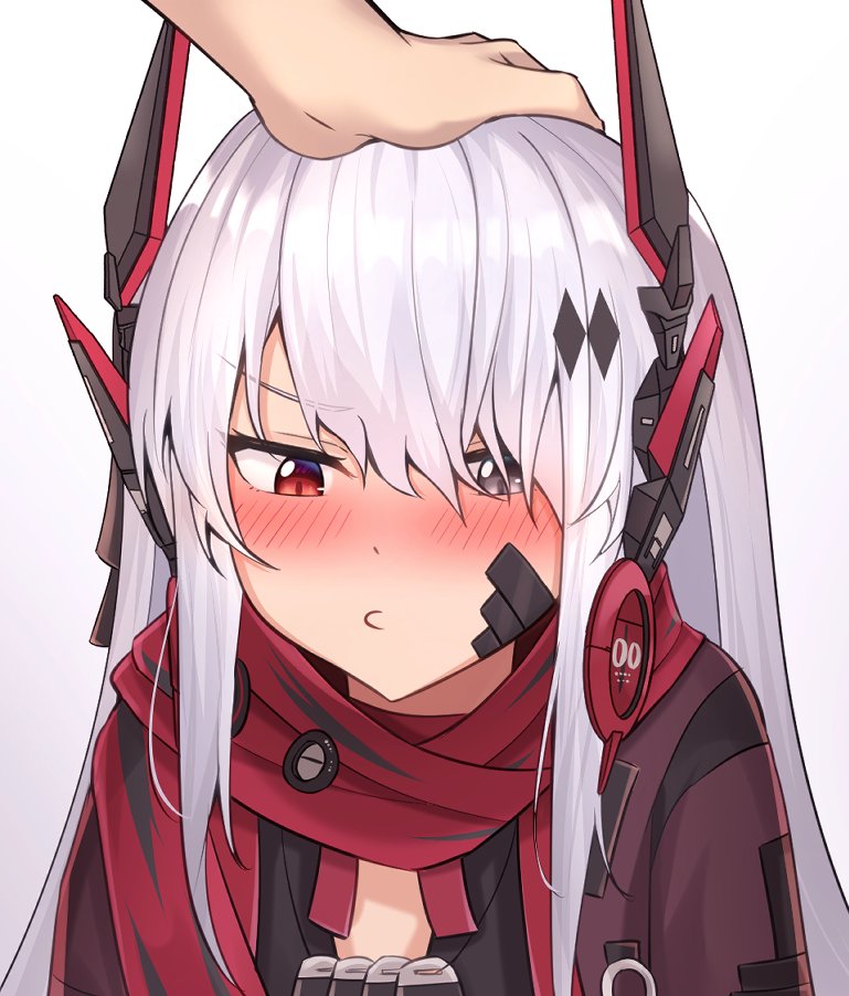 1girl, bandaid, bandaid_on_face, black_jacket, blush, cesvelox, grey_eyes, hair_between_eyes