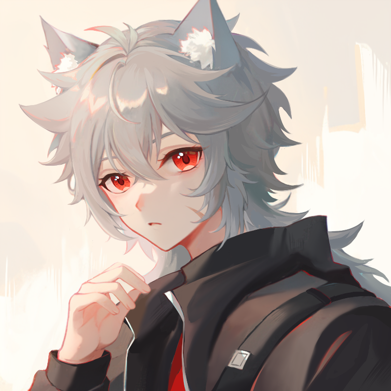 1boy, animal_ears, bishounen, deardraco, genshin_impact, grey_hair, hand_up, jacket