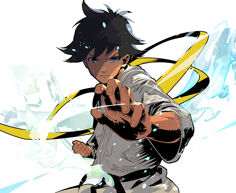 1girl, belt, black_belt, black_hair, brown_eyes, choker, clenched_hand, closed_mouth