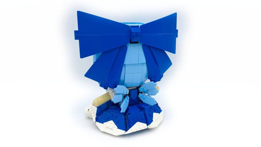 1girl, blue_bow, blue_dress, blue_hair, bow, cirno, commentary, dress