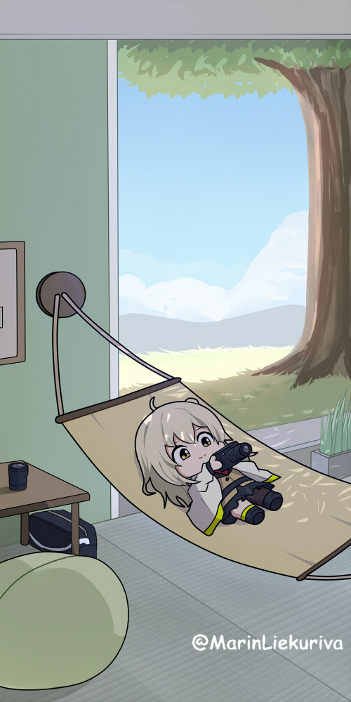 1girl, arknights, black_footwear, black_pantyhose, black_skirt, blue_sky, brown_shirt, camera