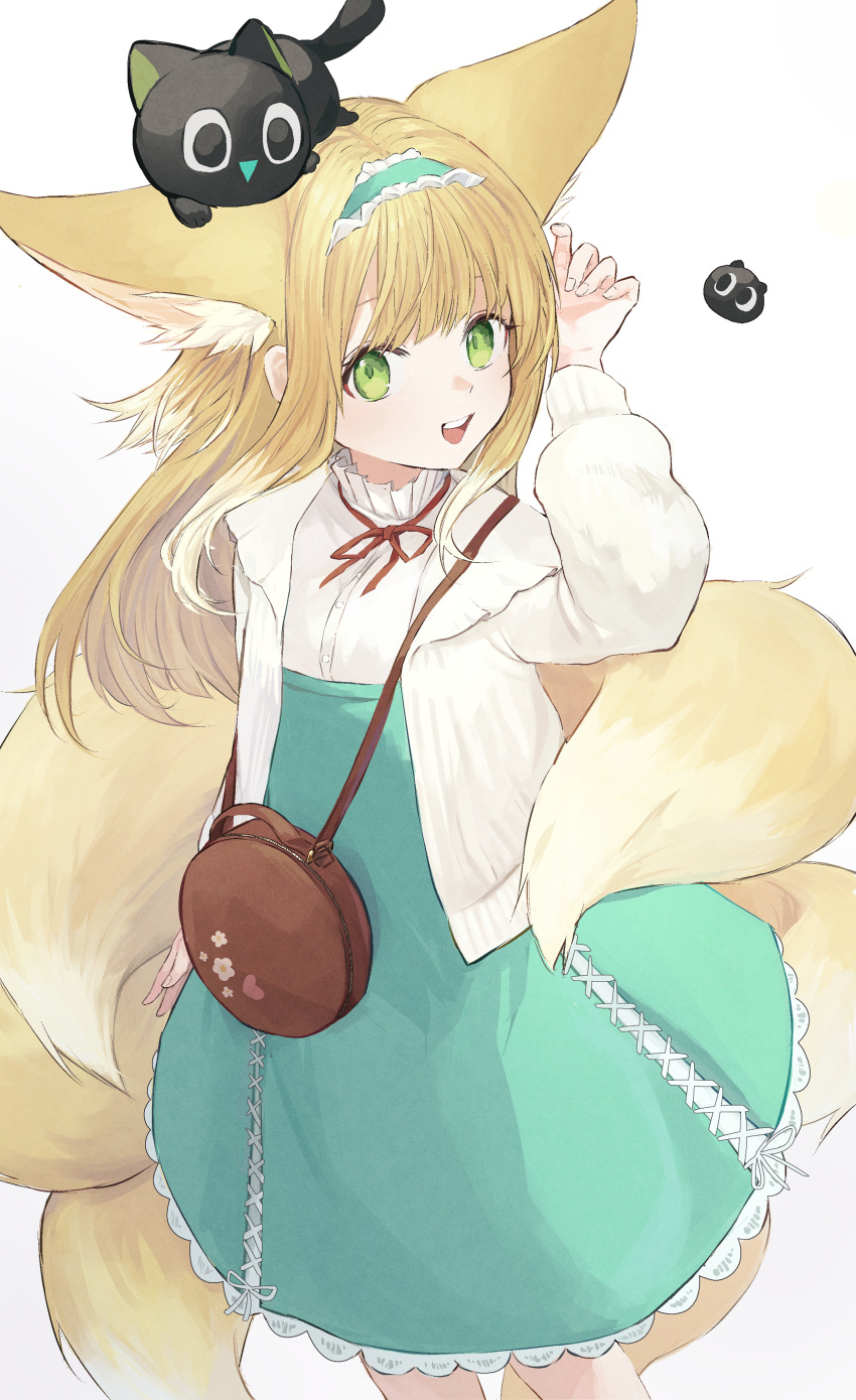 1girl, 99noe_honoka, :d, absurdres, animal, animal_ear_fluff, animal_ears, animal_on_head