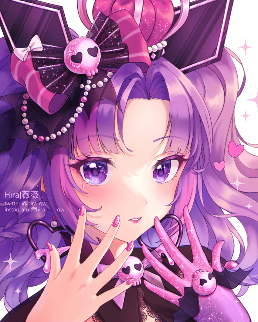 1girl, absurdres, artist_name, character_hair_ornament, earrings, gloves, hair_ornament, heart