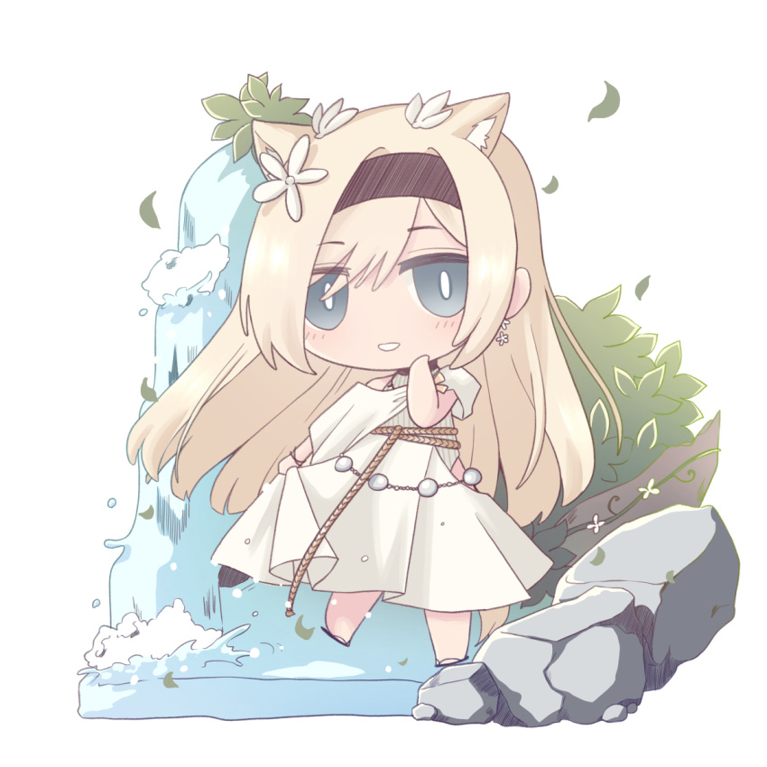 1girl, animal_ear_fluff, animal_ears, arknights, black_footwear, black_hairband, blonde_hair, blue_eyes