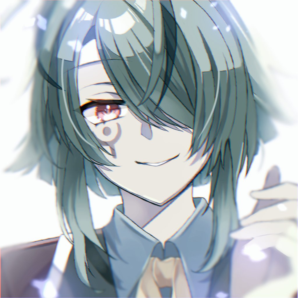 1boy, blurry, blurry_background, campanella_(eiyuu_densetsu), eiyuu_densetsu, facial_tattoo, green_hair, hair_over_one_eye