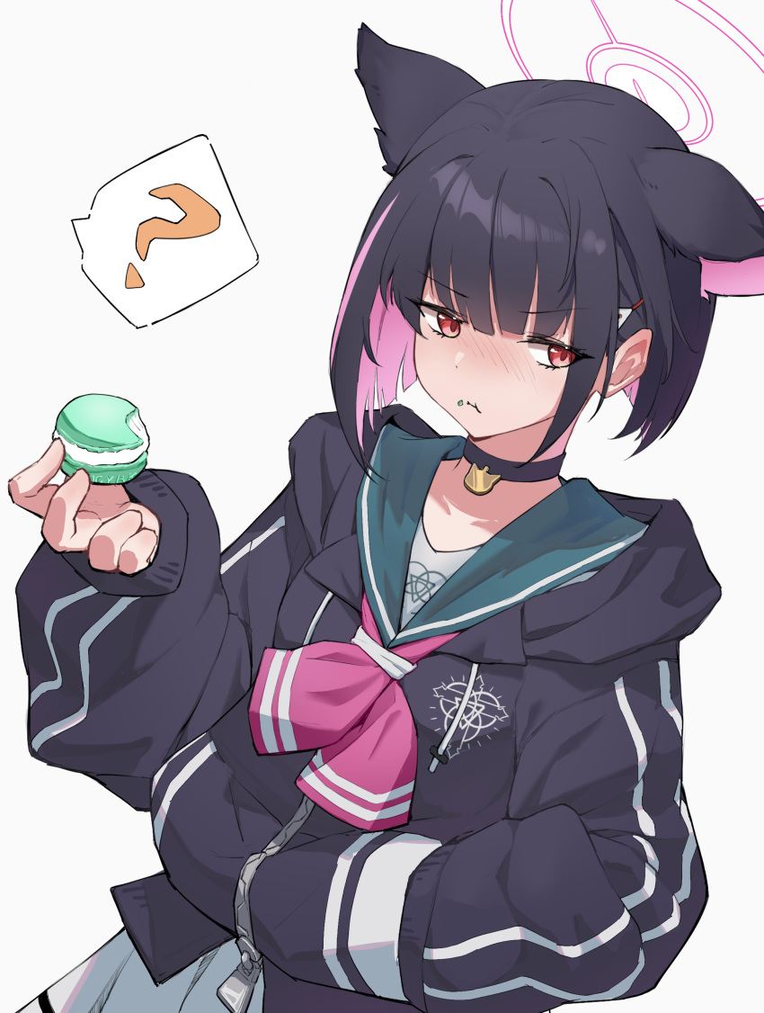 absurdres, animal_ears, black_choker, black_hair, black_hoodie, blue_archive, boki-jg, cat_ears