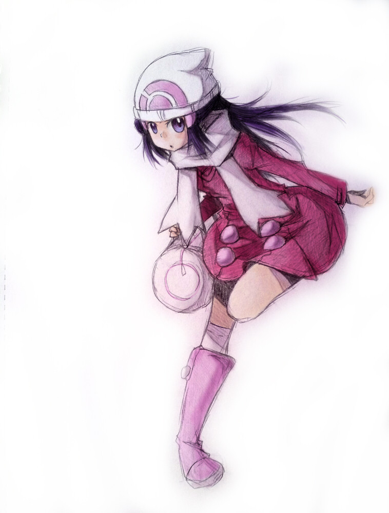 1girl, alternate_costume, bad_id, bag, beanie, blue_eyes, blue_hair, boots