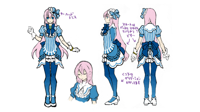 1girl, bracelet, bustle, character_sheet, concept_art, dress, gloves, jewelry