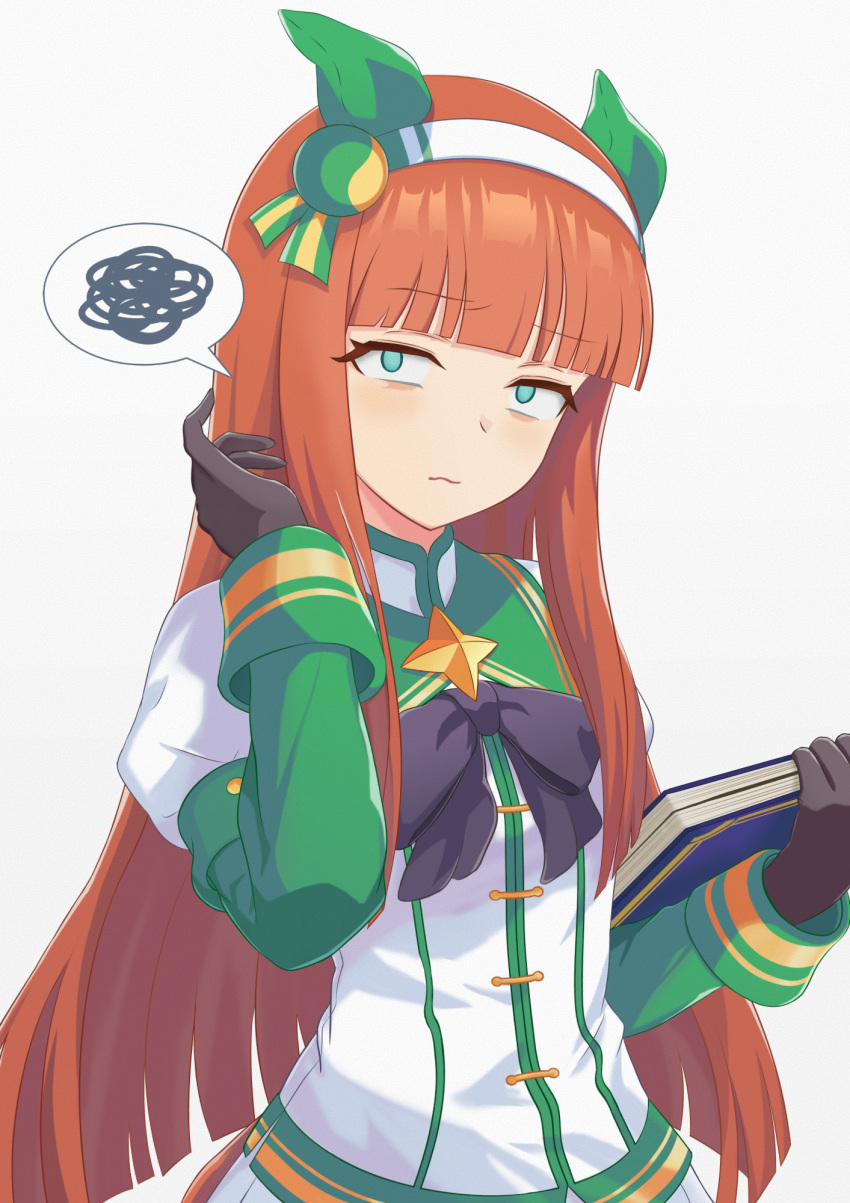 1girl, ako_(blue_archive), animal_ears, black_gloves, blue_archive, blue_eyes, blunt_bangs, book