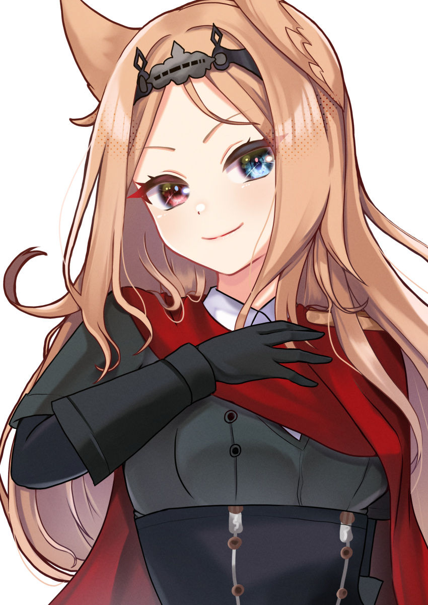 1girl, absurdres, archetto_(arknights), arknights, black_gloves, blue_eyes, breasts, brown_hair