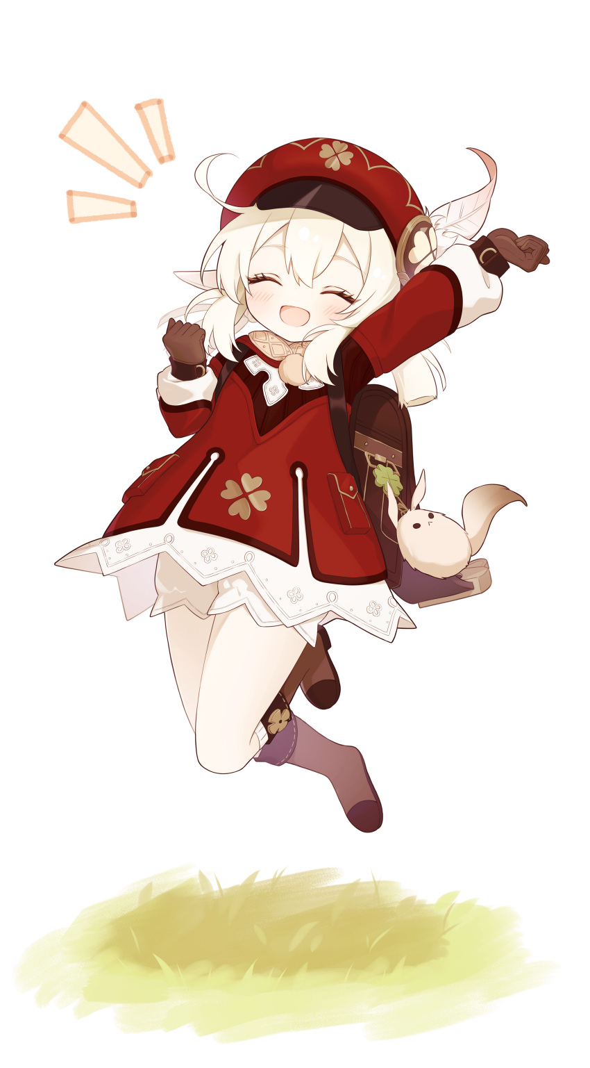 1girl, absurdres, ahoge, backpack, bag, bag_charm, blonde_hair, bloomers