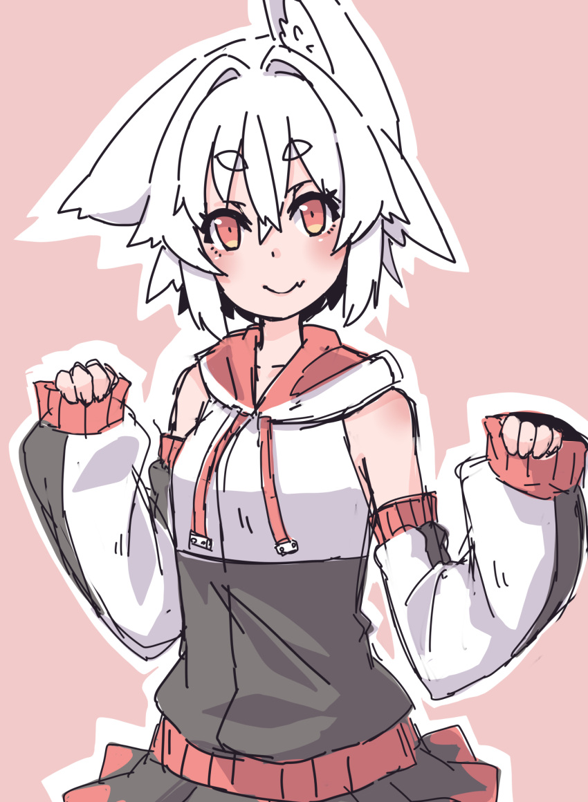 1girl, bare_shoulders, black_skirt, closed_mouth, detached_sleeves, highres, inubashiri_momiji, jacket