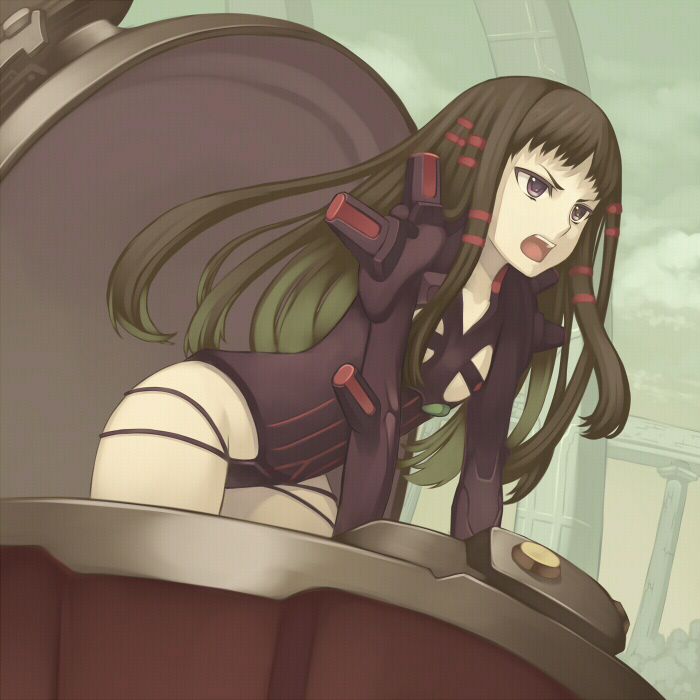 ar_tonelico, ar_tonelico_ii, black_hair, bodysuit, flat_chest, gust, jakuri, jakuri_robo