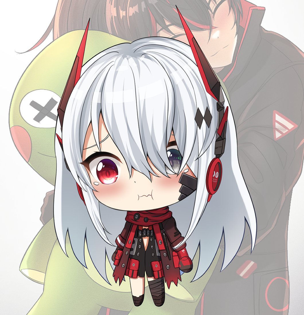 2girls, asymmetrical_legwear, bandaged_leg, bandages, bandaid, bandaid_on_cheek, bandaid_on_face, black_hair