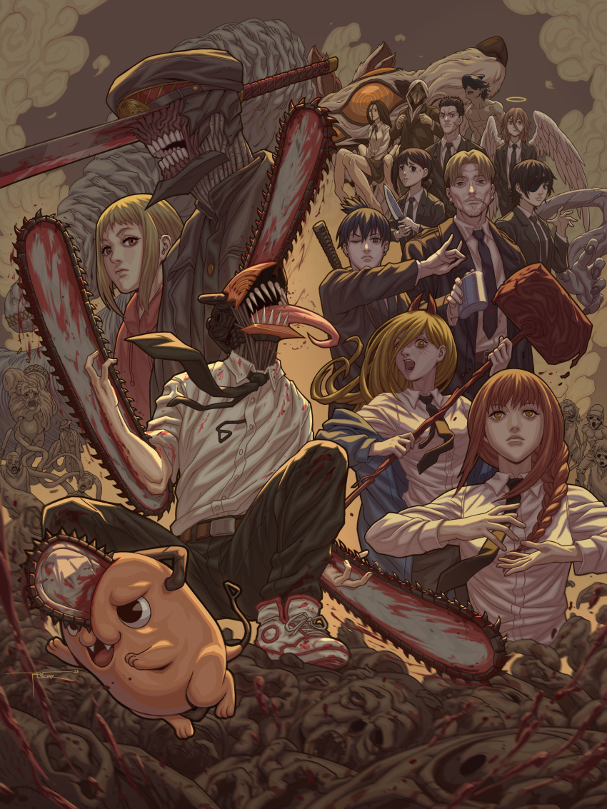 absurdres, angel_devil_(chainsaw_man), angel_wings, arthropod_girl, beam_(chainsaw_man), black_coat, black_hair, black_jacket